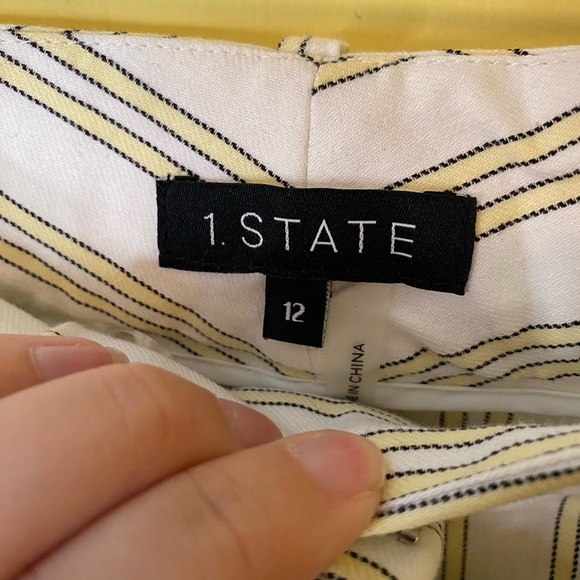1. State Shorts Stripe Tie Waist Size 12 White Yellow NWT - Picture 3 of 8